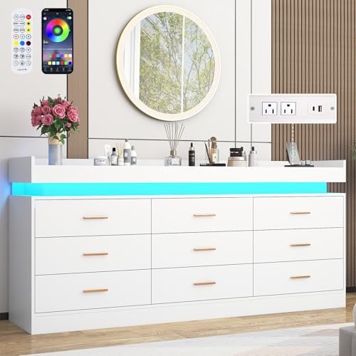 9 Drawer Dresser with LED